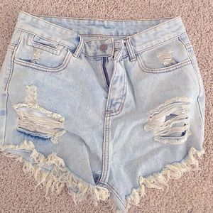 Light wash distressed Denim shorts